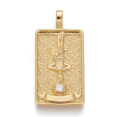 Brass Micro Pave Clear Cubic Zirconia Pendants ZIRC-Z004-01G-1