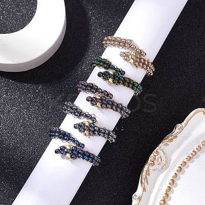 Glass Seed Bead Finger Rings RJEW-JR00875-02-1
