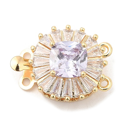 Brass Micro Pave Clear Cubic Zirconia Box Clasps KK-E052-01A-G03-1