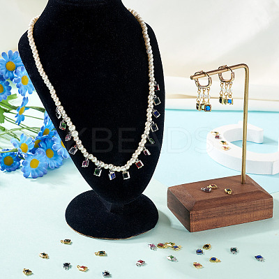 72Pcs 12 Styles Rack Plating Brass Glass Charms KK-TA0001-78-1