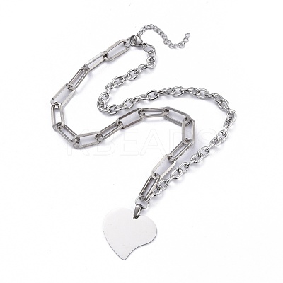 Non-Tarnish 304 Stainless Steel Paperclip Chains & Cable Chain Jewelry Sets SJEW-K153-14P-1