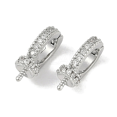 Brass Micro Pave Clear Cubic Zirconia Fold Over Clasps KK-I719-32P-1