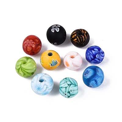 Handmade Millefiori Glass Round Beads LA-N001-01E-13MM-1