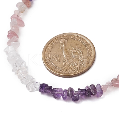 Natural Rose Quartz & Quartz Crystal & Amethyst Chip Beaded Necklaces NJEW-JN05099-04-1