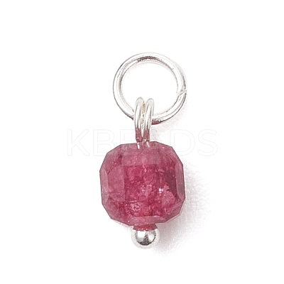 Natural Colorful Tourmaline Table Cut Cube Charms with 304 Stainless Steel Findings PALLOY-JF04875-1