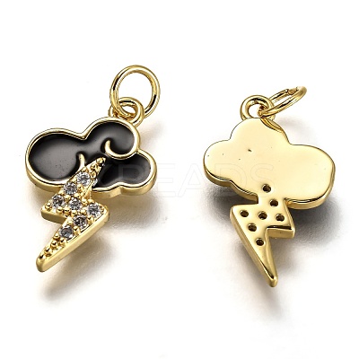 Brass Micro Pave Clear Cubic Zirconia Pendants ZIRC-B0003-22G-1