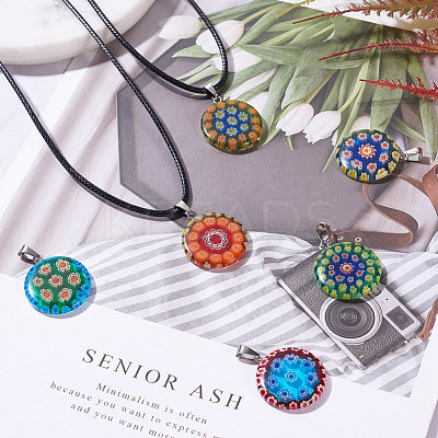 Handmade Millefiori Lampwork Pendants LAMP-S191-08-1