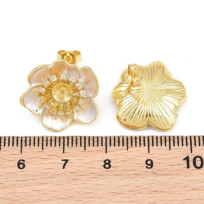 Brass Micro Pave Cubic Zirconia Stud Earring Findings CU-CBAA5EE-04G-01-1