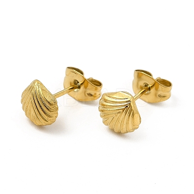 Ion Plating(IP) 304 Stainless Steel Shell Shape Stud Earrings for Women LS-EJEW-I281-33G-1
