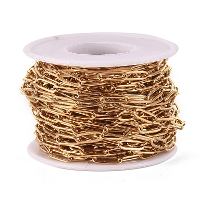 PVD Vacuum Plating 304 Stainless Steel Paperclip Chains CHS-L022-02B-G-1