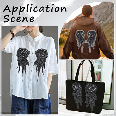 2Pcs 2 Styles Polyester Embroidery Sew on Appliques DIY-CY0001-02B-03-1