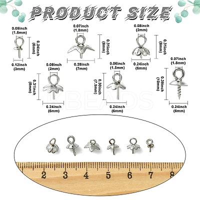 60Pcs 6 Styles 304 & 201 Stainless Steel Cup Peg Bails STAS-CJ0003-07-1