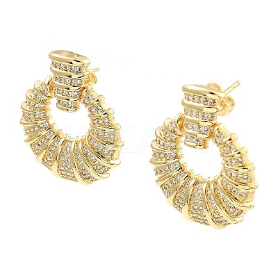 Rack Plating Brass Micro Pave Clear Cubic Zirconia Dangle Stud Earrings EJEW-M223-16G-1