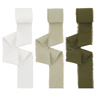 3 Rolls 3 Colors Cotton Frayed Ribbons OCOR-WH0045-08B-1