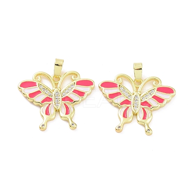 Brass Micro Pave Clear Cubic Zirconia Pendants KK-E068-VC413-1