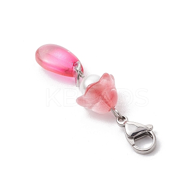 5Pcs 5 Colors Glass Pendant Decorations HJEW-JM02905-1