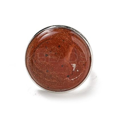Natural Red Jasper Round Adjustable Rings RJEW-K371-09S-24-1