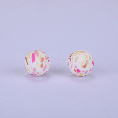 Printed Round Silicone Focal Beads SI-JX0056A-92-1