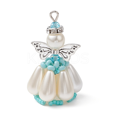 Pearlized Glass Pearl Beads Pendants PALLOY-MZ00487-02-1
