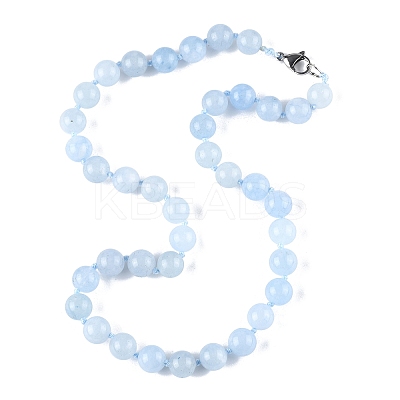 Natural Aquamarine Beaded Necklaces NJEW-S404-19-1