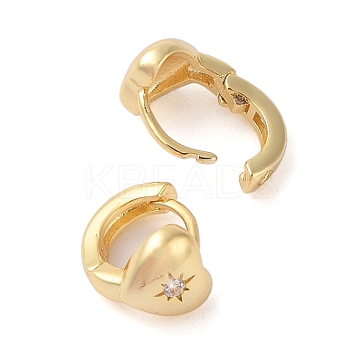 Brass with Clear Cubic Zirconia Hoop Earring LS-EJEW-Q385-03G-1