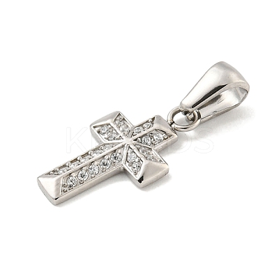 304 Stainless Steel Cubic Zirconia Pendants STAS-C102-04E-P-1