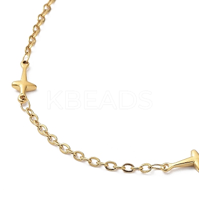Ion Plating(IP) 304 Stainless Steel Cross Link Chain Necklace NJEW-K249-06G-1