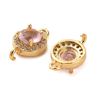 Brass Pave Cubic Zirconia Connector Charms X-KK-D093-09G-06-1