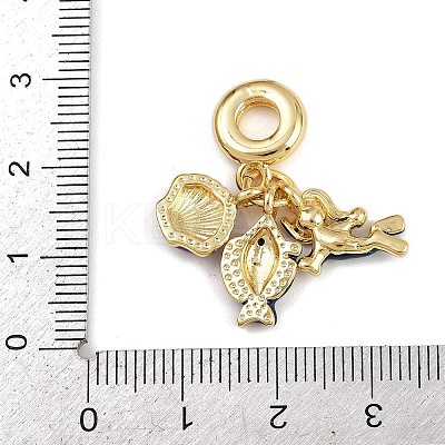 Brass Pave Jet Cubic Zirconia European Dangle Charms KK-N271-28G-1