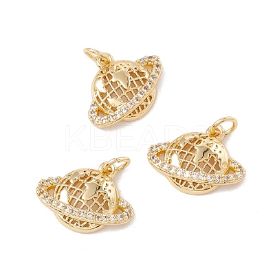 Brass Micro Pave Clear Cubic Zirconia Charms KK-G415-33G-1
