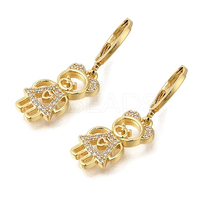 Rack Plating Bear Brass Micro Pave Clear Cubic Zirconia Hoop Earrings EJEW-F142-01G-1