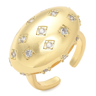 Brass Micro Pave Clear Cubic Zirconia Cuff Rings RJEW-M029-04G-1