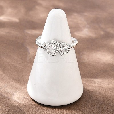 Brass Micro Pave Cubic Zirconia Cuff Open Rings for Women RJEW-C153-04P-1
