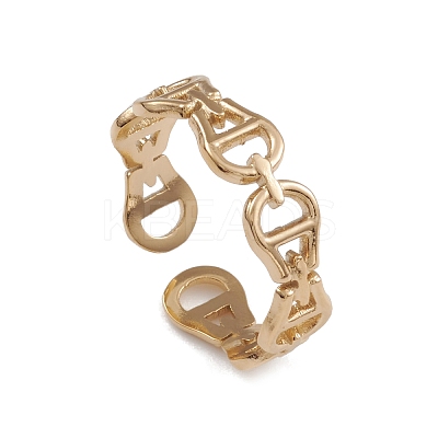 Ion Plating(IP) 304 Stainless Steel Hollow Teardrop Clasp Shape Open Cuff Rings for Women RJEW-G285-33G-1