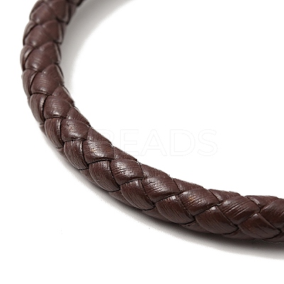 Leather Braided Cord Bracelet with 304 Stainless Steel Magnetic Column Clasps for Men Women BJEW-C021-02-P-1