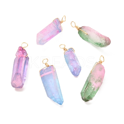Natural Quartz Crystal Point Pendants PALLOY-JF01050-1