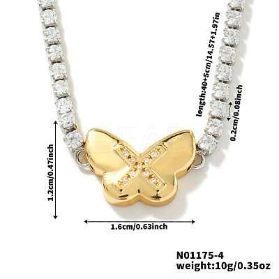 Golden Tone Brass Clear Cubic Zirconia Cup Chain Geometric Pendant Necklaces for Women LZ2256-4-1