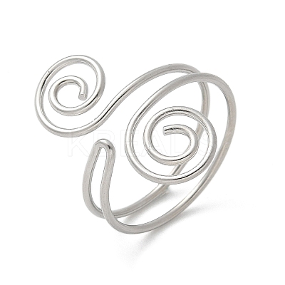 304 Stainless Steel Round Wrap Open Cuff Rings for Women Men LS-RJEW-Z071-02A-P-1