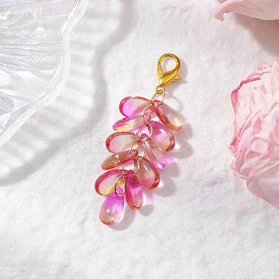 Teardrop Glass Pendant Decorations HJEW-JM03256-1