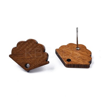 Walnut Wood Stud Earring Findings MAK-N032-014-1