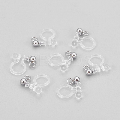 304 Stainless Steel and Plastic Clip-on Earring Findings STAS-P208-01P-1