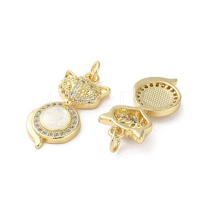 Brass Micro Pave Clear Cubic Zirconia Pendants KK-C045-12G-1