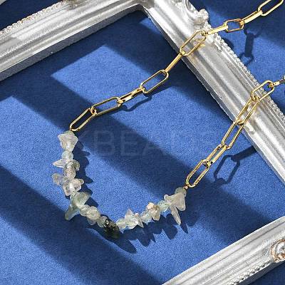 Natural Prehnite Chip Beaded Necklaces NJEW-C070-04G-04-1