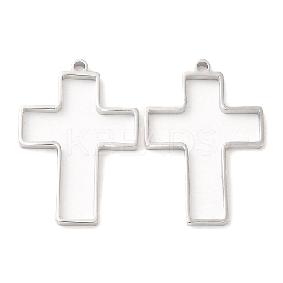 Non-Tarnish 304 Stainless Steel Open Back Bezel Cross Pendants STAS-Z040-08P-1