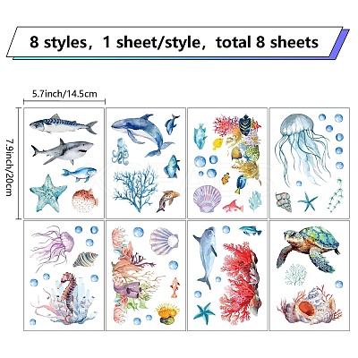 8 Sheets 8 Styles PVC Waterproof Wall Stickers DIY-WH0345-215-1
