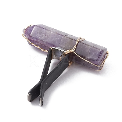 Wire Wrapped Bullet Natural Gemstone Car Air Vent Clips JEWB-BR00136-1