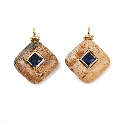 Natural Picture Jasper Pendants KK-B157-42A-03-1