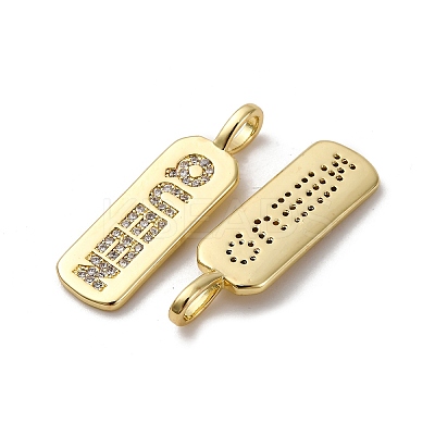 Brass Micro Pave Cubic Zirconia Pendants KK-P308-41G-1