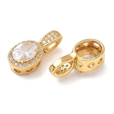 Brass Micro Pave Clear Cubic Zirconia Pendants KK-H526-16G-1