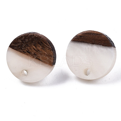 Resin & Walnut Wood Stud Earring Findings MAK-N032-007A-1